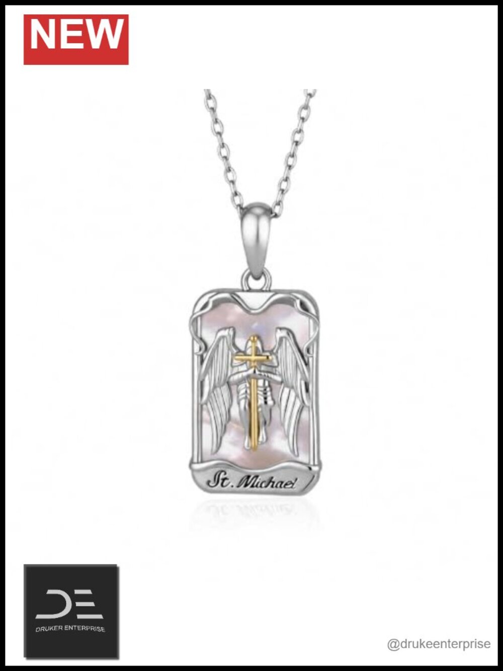 Saint Michael Pendant Necklace 925 Sterling Silver Catholic Jewelry